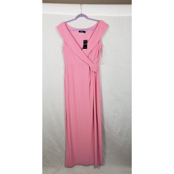 Lauren Ralph Lauren Womens Pink Jersey Off The Shoulder Gown 10 Dress Prom HOCO - Picture 1 of 11